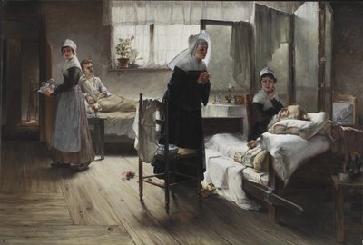 Evangeline Descubriendo a su Prometido en el Hospital, 1887-89 de Samuel Richards